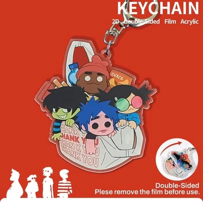 Móc khóa Gori/Llaz, 2D, Murdoc, Noodle, Russel, Hàng hóa dành cho người hâm mộ anime, Móc khóa anime, Móc khóa hoạt hình dễ thương, Mặt dây chuyền túi xách, Trang trí treo xe hơi, Vật trang trí mặt dây chuyền, Quà tặng sinh nhật, Quà tặng tiệc tùng