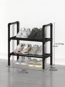 1 kệ đựng giày nhiều tầng có thể điều chỉnh, bằng sắt đen, tiết kiệm không gian, có thể chứa 20-25 đôi giày, thích hợp cho lối vào, tủ quần áo và những không gian nhỏ. - màu đen - Xem 3