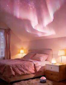 RGB Northern Lights Starry Sky Rotating Projection Lamp, LED Starry Sky Projector Night Light With Remote Control, Mobile Lighting Effects, USB Power Supply, 16 Different Lighting Colors For Galactic Stars Projector, Wedding Decoration, Party Decorations, Pink Room Decoration, Ceiling Lamp, Home Theater Projector, Bright Valentine's Day Gift - 彩色 - 查看 2