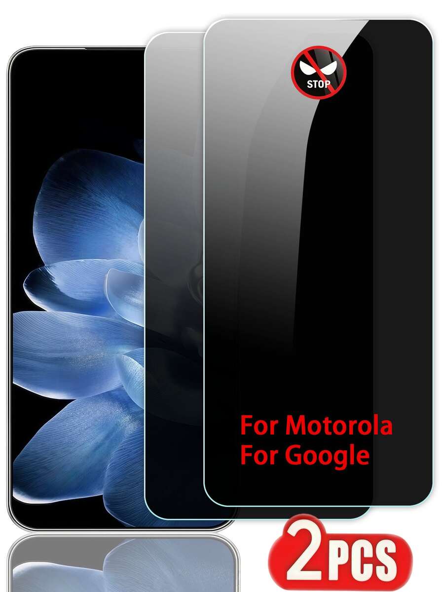 2片装防窥钢化玻璃屏幕保护膜,兼容摩托罗拉手机:Moto E20、G Pure、Edge 50 NEO、One Fusion+、Moto G40 Fusion、Moto G Play (2025)、Moto G73、9、9A、9Pro、9Pro XL - 黑色 - 查看 1
