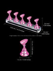 Y2K 12pcs Rose Gold Nail Art Display Set, Includes 2 Acrylic Bases And 10 Practice Stands, Suitable For Nail Art Display, Practice And Beginner DIY Home Nail Art - Multicolor - View 8