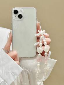 1件粉色玫瑰花吊坠手链，法式手机链，钥匙链，耳机挂绳 - 彩色 - 查看 4