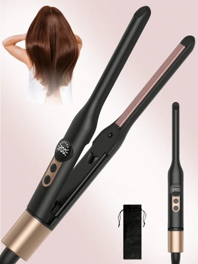 UKLISS Portable Super Mini Hair Straightener | 110-240V Dual Voltage + LCD Temperature Display | Fast Heating + Black & Gold Minimalist Design | Precise Styling For Bangs And Short Hair | Ideal Gift For Valentine's Day, Carnival, Day, St. Patrick's Day | Essential For Touchups On The Go, At Home, And On Dates