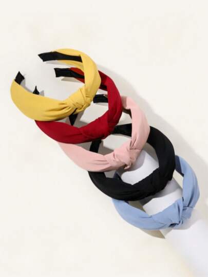 5条/套 纯色扭结发带