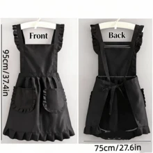1pc Ruched Waterproof Apron, Vintage French Style Kitchen Apron With Pockets, Multi-Color Household Apron, Baking Barista Anti-Fouling Bib, French Atmosphere Household Essential! Gentle Colors + Exquisite Ruffle Details, Serves As Both Kitchen Apron And Fashion Item, Practical Gift For Women Who Love Life, Making Housework Elegant And Refined - Multicolor - View 5