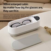 Wireless Vibration Cleaning Machine, Eyeglasses Cleaning Machine Multi-Functional Cleaner. Suitable For Jewelry, Braces, Toothbrush, Watch, Glasses Cleaning Equipment, Vibration Cleaning Device, USB Rechargeable, 360° Vibration Technology Cleaning, Home & Office Use - White - View 6