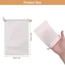 20 pièces Sacs à cordon en coton non blanchi - Coton naturel non teint, utilisé pour filtrer les herbes, le café, le thé, la soupe, le jus de viande, le ragoût, le bouillon d'os, les épices, etc. - Blanc - Voir 15