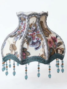 法式复古宫廷风格灯罩，蕾丝刺绣+水晶流苏，奢华浪漫家居必备，打造卧室和客厅氛围！ - 藍色 - 查看 1