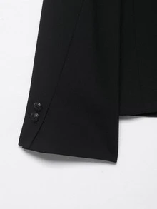 Blazer con cuello alto y decoración de botones, de estilo europeo y americano, para mujer, color negro, de la nueva colección primavera/verano de Camellia - Negro - Ver 10