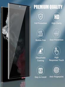 2片装 Galaxy S21/S22/S23/S24 Ultra/Galaxy S24 FE/S25 Ultra/S25 Edge/S26 Ultra/S26 Plus/S26 防窥防间谍钢化玻璃屏幕保护膜，防刮防摔防水 - 黑色 - 查看 6