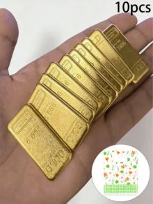 Mini Fake Gold Bar Set. Imitation Gold Ingot, Decorative Prop, Photography Decor, Toy Model, Fake Gold Model, Mini Model, Miniature Model, Miniature Item, Mini Trinket, Mini Toy, Toy, Man's Toy, St. Patrick's Day - Multicolor - View 16