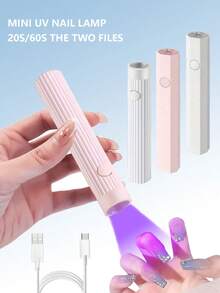 1pc Handheld UV Nail Lamp, Mini Nail Dryer, Portable LED Nail Light, Cordless Rechargeable USB Quick Curing Nail Dryer Machine, Pink Rechargeable Nail Curing Light, Small Portable Battery Powered Mini Nail Lamp, Handheld Phototherapy Lamp - Multicolor - View 3