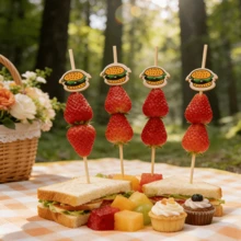 50/100/200/400pcs Premium Hamburger Shaped Skewers, Disposable Mini Bread Shaped Cake Pops With Hamburger Seed Pattern Design, Cocktail Picks, Fruit Picks, Burger Picks, Snack Picks, Suitable For Party, Wedding, BBQ, Picnic, Bakery - Food Decor - Multicolor - View 12