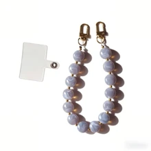 1 Peça Cordão de Telefone de Contas Acrílicas Feito à Mão com Falso Jade Oval Achatado, Adequado para Decoração de Telefone/Câmera/Bolsa/Chaveiro, Presente Ideal para Dia dos Namorados, Aniversário, Feriados - Multicolorido - Visão 9