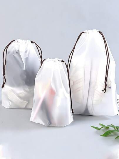 Transparent Plastic Drawstring Storage Bags, Portable Travel Shoe Organizers, Waterproof & Dustproof Shoe Pouch, Unisex Footwear Storage Solution, Travel/Cruise/Vacation Essential, Multi-Function Clothes & Sundries Storage Bag