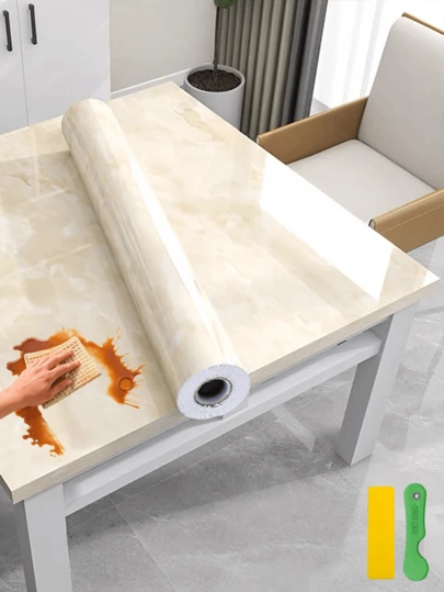 Giấy dán tường giả đá cẩm thạch màu vàng hổ phách dạng cuộn dùng trang trí nhà cửa - Chịu nhiệt và dầu mỡ, tự dính, chất liệu vinyl, thích hợp cho đồ nội thất, phòng tắm, nhà bếp - Dễ lau chùi, lót ngăn kéo trang trí, thiết kế liền mạch.
