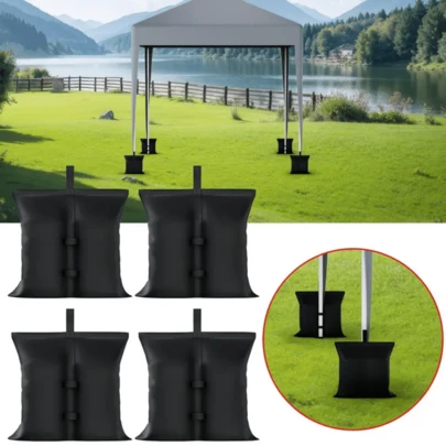 4 bao cát chắn gió ngoài trời, làm bằng sợi polyester, dễ dàng đổ đầy và cất giữ, phụ kiện cố định mái che lều, có thể giúp cố định chân lều để chống gió mạnh, ổn định và chắc chắn, là dụng cụ cắm trại và phụ kiện hoạt động ngoài trời thiết yếu, cũng thích hợp để cố định bạt nhún.