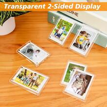 5/1pc Reusable Acrylic Magnetic Photo Frame, Personalized DIY For Family, Pets, Wedding Photos, Size 2.36 X 3.54 Inches, Double-Sided Magnetic Frame, Photo Clip, Desktop Stand, Suitable For Mother's Day Gift, High-Definition Transparent Mini Photo Holder - Rectangle - View 3