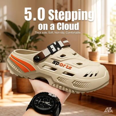 Sandalias de hombre con patrón de rombos, estilo punk, de EVA (copolímero de etileno y acetato de vinilo), adecuadas para la playa, festivales, fiestas, vacaciones y uso al aire libre en verano