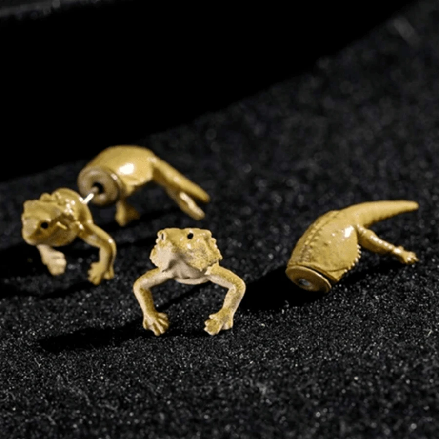 1 Pair Retro Creative Cute Lizard Stud Earrings, Fashion Unique Party Jewelry Gift For Women - Yellow - View 1