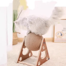 Durable Cat Scratching Post, Cat Toy, Wooden Cat Scratch Ball, Rabbit Sisal Rope Cat Climbing Frame, Pet Supplies - Multicolor - View 9