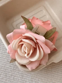 1个逼真玫瑰花双面发夹，度假风拍照道具配饰 - 彩色 - 查看 6