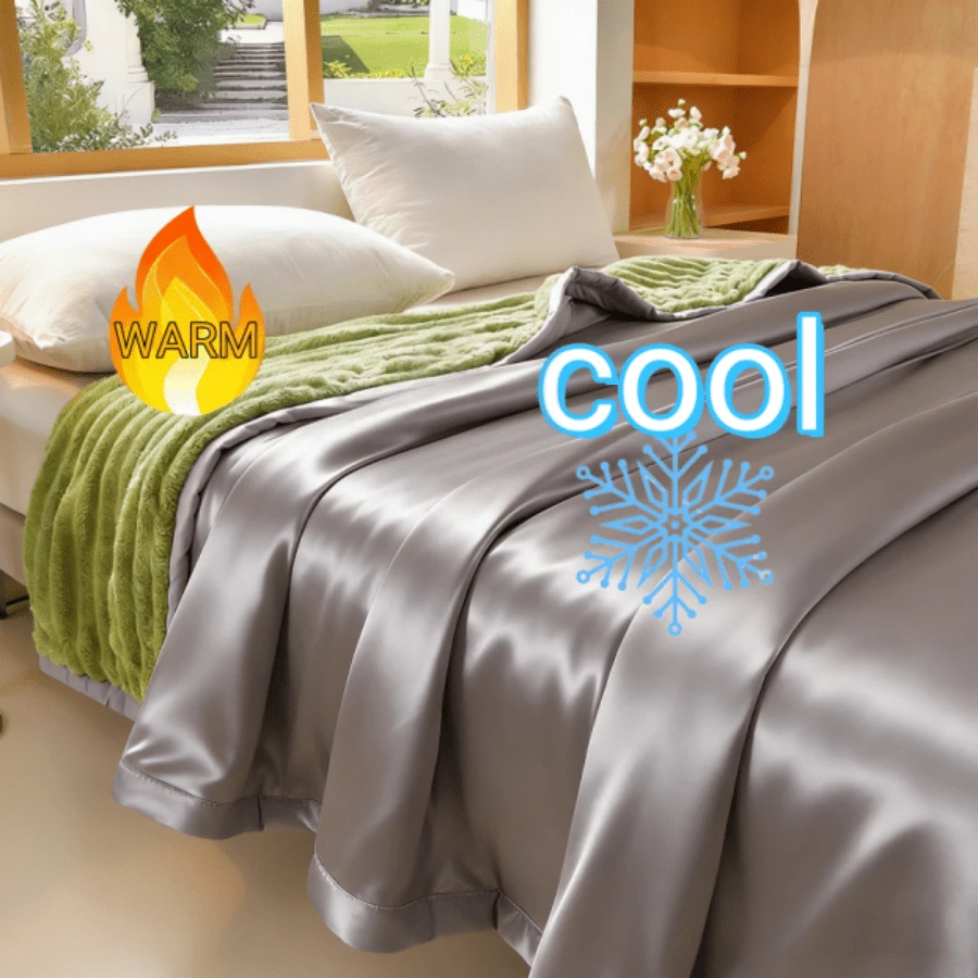 Edredón reversible de Hielo y Fuego: Lado cálido de invierno, lado fresco de verano. Edredón 2 en 1 para todo el año con control de temperatura para comodidad durante todo el año.