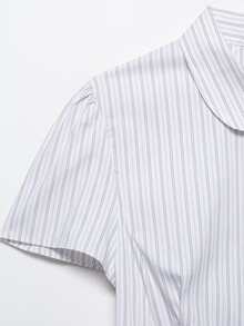 Camellia New Spring/Summer Women's Fashion Minimalist Striped Silk Blouse - White Stripes - View 6