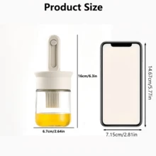 Bộ dụng cụ rót dầu 2 trong 1 - Có cọ, chai thủy tinh đựng dầu ô liu và nước sốt, cọ phết dầu ăn nhà bếp, kèm cọ silicon điều chỉnh/kéo dài và nắp khóa, thích hợp cho nấu nướng, rưới giấm, làm nước sốt, nướng BBQ và chiên rán. - Xem 5