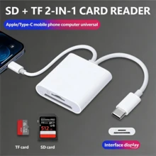 huaxunyuan Đầu đọc thẻ đa năng 2 trong 1, bộ chuyển đổi SD. Thích hợp cho điện thoại thông minh/máy tính/máy ảnh/máy tính bảng. Giao diện Type-C/Lightning 2 trong 1. Cắm là dùng ngay, tốc độ đọc nhanh, hiệu quả công việc cao. - trắng - Xem 1