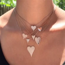 VKHK 1 chiếc dây chuyền mặt hình trái tim mạ vàng 18K đính đá Zirconia sáng bóng, thích hợp cho nữ giới đeo hàng ngày và trong các dịp cưới hỏi, làm quà tặng. - Vòng cổ mặt dây chuyền - Xem 2