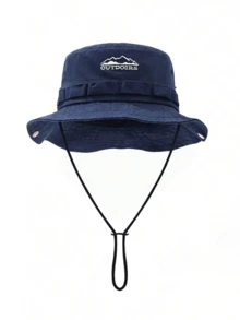 1 pieza Sombrero de cubo con bordado de letras de unicolor, sombrero de protección solar adecuado para senderismo al aire libre, camping y viajes - Multicolor - Ver 8