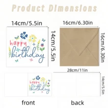 Bộ 1 thiệp (1 thiệp chúc mừng + 1 phong bì) dành cho sinh nhật nữ - Thiệp chúc mừng cao cấp. Thiết kế trang nhã, phù hợp cho cả nam và nữ, màu sắc trung tính, tối giản và tươi sáng. - A - Xem 4