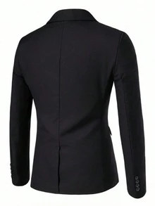 男士西装外套，商务正装，适合婚礼、派对、办公室、公司活动等场合 - 黑色 - 查看 4