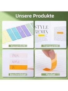 2400pcs Sticky Striped Memo Pads, 12sets Small Self-Adhesive Sticky Notes, Transparent Sticky Notes, Book Tabs, Index Tabs (Multicolor) School Supplies - one-size - View 6
