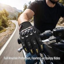 Motorcycle Protective Gloves, Full Finger Motorbike Racing Gear, Hard Shell Knuckle & Joint Protection, Anti-Slip Palm Compatible With Touchscreen, Breathable Outdoor Riding Equipment For Men, Anti-Slip Gloves. - Locomotive Length Finger - View 8