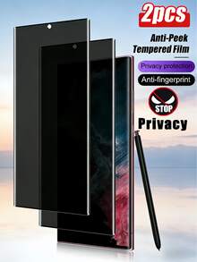 2片装 Galaxy S21/S22/S23/S24 Ultra/Galaxy S24 FE/S25 Ultra/S25 Edge/S26 Ultra/S26 Plus/S26 防窥防间谍钢化玻璃屏幕保护膜，防刮防摔防水 - 黑色 - 查看 11