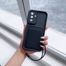 2025's Latest Floral Macaron Design Mobile Phone Case With Lanyard, Shockproof Silicone Case Compatible With Samsung Galaxy S25, S24, S24+, S24 Ultra, S24 FE, S20, S21, S22, S23 And 11, 12, 13, 14, 15, 16 Series - Black - View 3