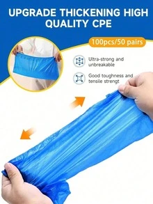 100 pares de protectores de zapatos desechables de plástico elástico de tamaño grande, azules, impermeables, resistentes a la suciedad y al desgaste, adecuados para la mayoría de los zapatos, uso en interiores, hogar, visitantes, viajes, fábricas, talleres y trabajos de renovación - multicolor - Ver 4