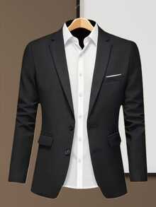 男士西装外套，商务正装，适合婚礼、派对、办公室、公司活动等场合 - 黑色 - 查看 3