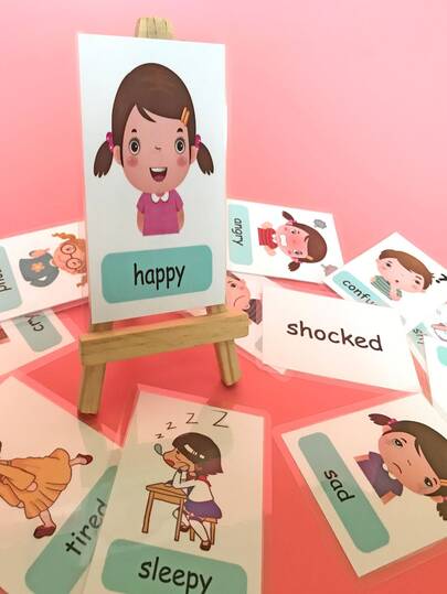 Set de 12 tarjetas de expresión facial, tarjetas de emociones de plástico, tarjetas de vocabulario en inglés, tarjetas de gestión de emociones, tarjetas de expresión de emociones, juguetes educativos para el aprendizaje preescolar, educación temprana para niños, suministros para maestros, educación en el hogar, regalo de aprendizaje para niños, regalo para fiestas