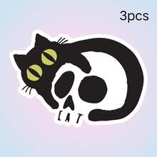 Dark Style CAT Skull Black Cat Sticker, Personalized Gothic Skateboard Decor Sticker, Waterproof Vinyl Sticker - Durable Matte Surface, Self-Adhesive Bumper Sticker, Suitable For Cars, Windows, Laptops, Trucks, Water Bottles - Multi-Functional Durable Design, Car Sticker - Vinyl - View 10