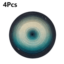 Gradient Blue Geometric Textured Round Placemats, Modern Minimalist With Oceanic Healing Vibe, Available In 1pc, 2pcs, 4pcs, 6pcs, 8pcs And 300pcs Packaging, Size: 14.17*14.17 Inches (36*36cm), Made Of 100% Polyester Fabric, Machine Washable, Hand Washable Or Dry Cleanable - Multicolor - View 17
