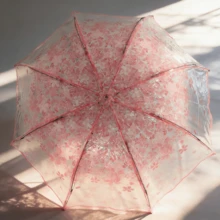一款透明花卉图案雨伞，有多种图案和颜色可选。适用于学校、办公室、家庭、旅行和返校季。男女通用。（不同批次雨伞的伞面布料、伞骨颜色、字母图案、纽扣形状和伞骨颜色可能存在随机组合，由此造成的不便，我们深表歉意。） - 阿波羅系列 - 查看 3