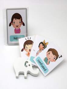 12张/套面部表情闪卡，塑料情绪卡，英语词汇学习卡，情绪管理卡，情绪表达卡，学前教育玩具，儿童早期教育，教师用品，家庭教育，儿童学习礼物，节日礼物 - 彩色 - 查看 8