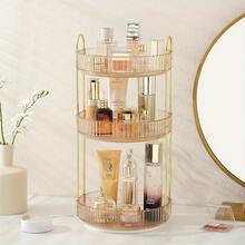 AXOSY-360 Rotating Makeup Organizer Countertop 3 Tier Bathroom Organizer Spinning Perfume Organizers, Skincare Organizers Makeup Carousel Cosmetic Brush Storage For Vanity, Countertop - màu nâu - Xem 7