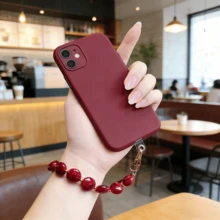 1 Peça Cordão de Telefone de Contas Acrílicas Feito à Mão com Falso Jade Oval Achatado, Adequado para Decoração de Telefone/Câmera/Bolsa/Chaveiro, Presente Ideal para Dia dos Namorados, Aniversário, Feriados - Multicolorido - Visão 1