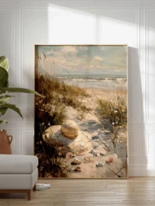 Tranh canvas treo tường (1 tấm), tranh phong cảnh đường bờ biển, tranh in hình mũ cỏ ven biển, trang trí tường hình cồn cát biển, trang trí thiên nhiên biển mùa hè, thích hợp cho căn hộ, phòng ngủ, phòng khách, phòng tắm, nhà bếp, quà tặng tân gia, quà sinh nhật. - Nghệ thuật bãi biển - Xem 2