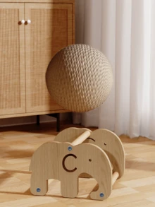 Durable Cat Scratching Post, Cat Toy, Wooden Cat Scratch Ball, Rabbit Sisal Rope Cat Climbing Frame, Pet Supplies - Multicolor - View 4