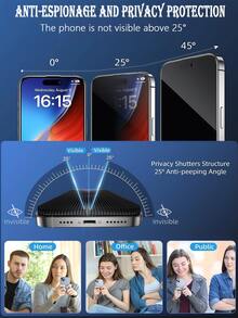2片装防窥钢化玻璃屏幕保护膜，兼容摩托罗拉手机：Moto E20、G Pure、Edge 50 NEO、One Fusion+、Moto G40 Fusion、Moto G Play (2025)、Moto G73、9、9A、9Pro、9Pro XL - 黑色 - 查看 7
